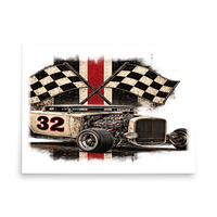 Number 32 Checkered Roadster Matte Poster product mockup 4