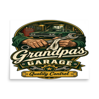 Grandpa's Garage Quality Control T-Shirt – Mechanic Gift Matte Poster product mockup 4