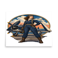 Vintage Aviation Pin-Up T-Shirt – Edition 11 Matte Poster product mockup 4