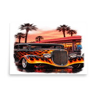 Neon Diner Flame Coupe Matte Poster product mockup 5