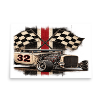 Number 32 Checkered Roadster Matte Poster product mockup 5