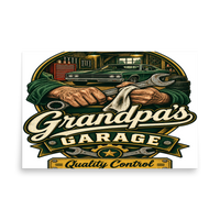 Grandpa's Garage Quality Control T-Shirt – Mechanic Gift Matte Poster product mockup 5