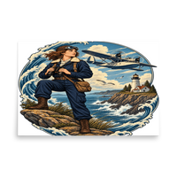Seaplane Aviator and Lighthouse Matte Poster product mockup 5