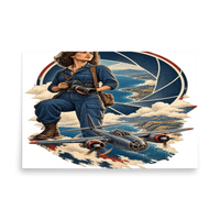 Vintage Aviation Pin-Up T-Shirt – Edition 37 Matte Poster product mockup 5