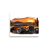 Desert Sunset Flame Coupe Matte Poster product mockup 6