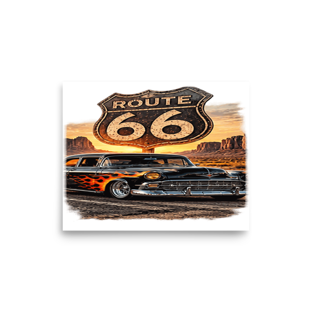 Route 66 Flame Cruiser Matte Poster product mockup 6
