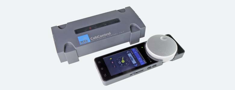 ESU 50310 CabControl DCC system showing command station and wireless throttle.