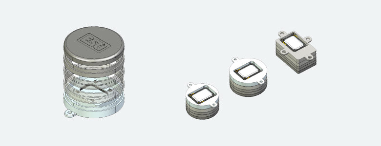 ESU 50341 single sugar cube speaker modular soundbox kit; manufacturer illustration of assembly configurations.