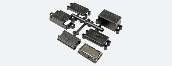 ESU 50342 miniature 9 by 16 mm speaker with soundbox components.