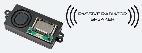 ESU 50347 rectangular passive radiator speaker module, 22 by 42 by 8 mm.