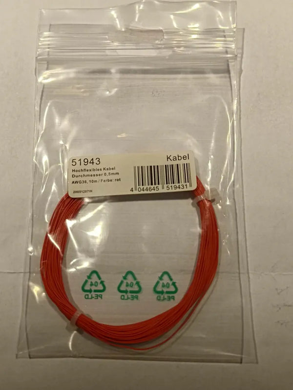 ESU 51943 red super-thin AWG36 wire, 10 m package
