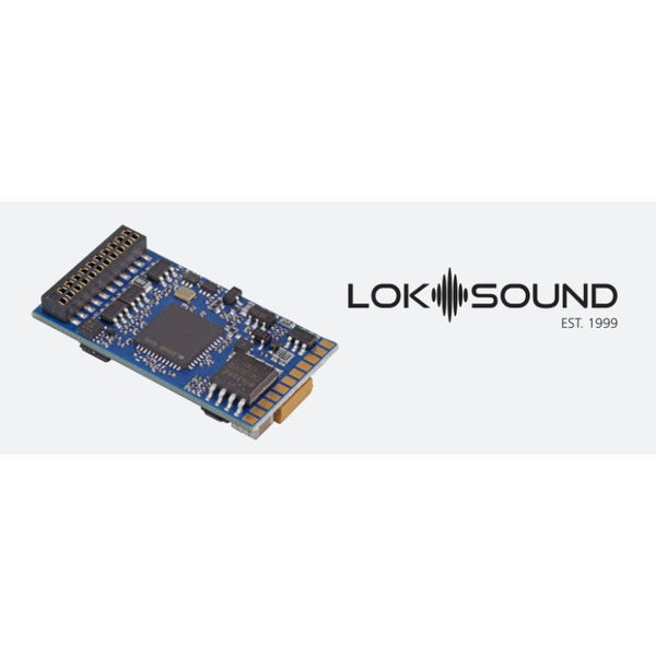 ESU 58419 LokSound 5 DCC/MM/SX/M4 decoder with 21MTC connector, board detail.