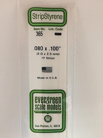 Evergreen Scale Models 080x100 Strips #365 - product image