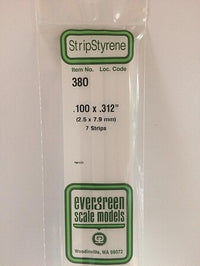Evergreen Scale Models Opaque White Styrene Strips .100'' Thick, 24'' Long #380 - product image 2