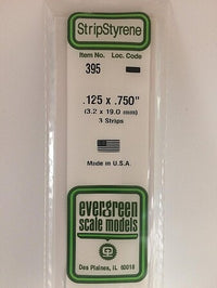Evergreen Scale Models Opaque White Styrene Strips .125'' Thick, 24'' Long #395 - product image 3