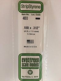 Evergreen Scale Models 188x312 Strips #400 - product image