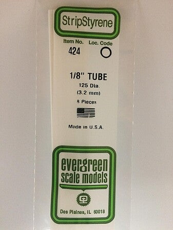Evergreen Scale Models 125 Tube 1/8 #424 - product image