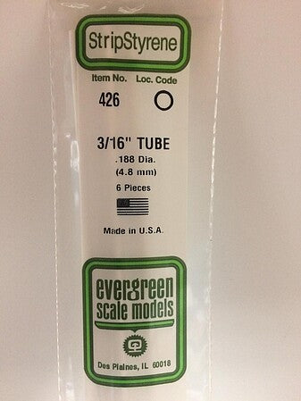 Evergreen Scale Models 187 Tube 3/16 #426 - product image