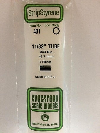 Evergreen Scale Models 344 Tube 11/32 #431 - product image
