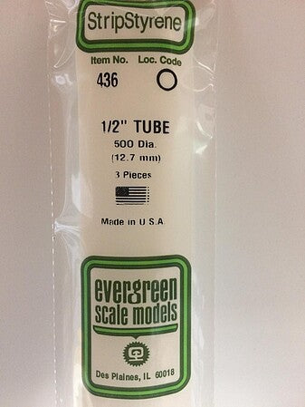 Evergreen Scale Models 500 Tube 1/2 #436 - product image