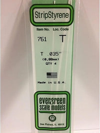Evergreen Scale Models .035 T Shape 4 Pack #761 - product image