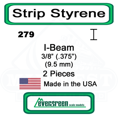 Evergreen Scale Models 279 .375 inch I-beam package