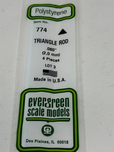 Evergreen Scale Models 774 .080 Triangle Rod 4-Pack product image