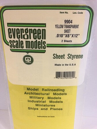 Evergreen Scale Models Yellow Transparent Plastic Sheet (2) #9904 product image