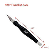 Excel K26 Fit Grip craft knife with black handle and pointed #11 blade