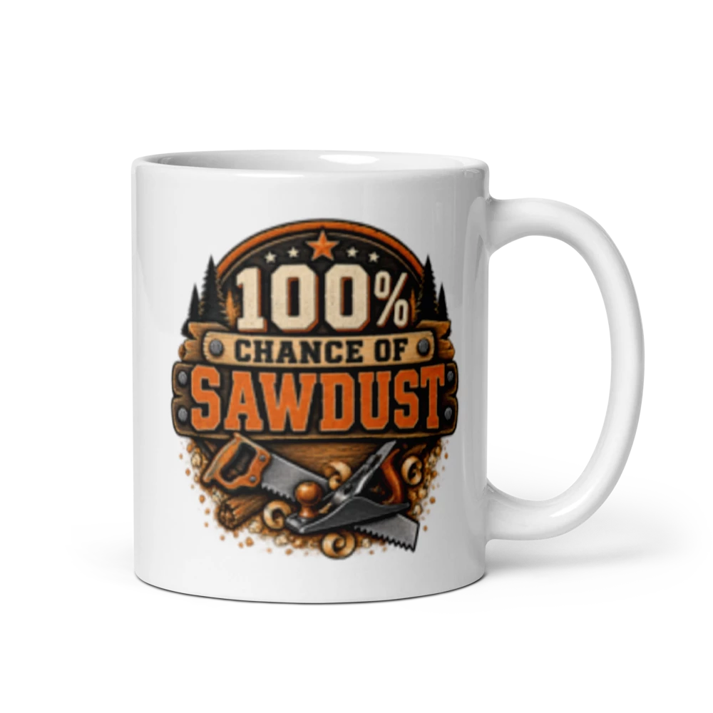 Workshop Forecast – 100% Chance of Sawdust Double-Sided Mug product mockup