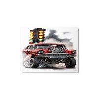 Red Gasser Launch Glossy Metal Print product mockup 2