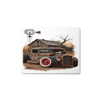 Rust and Thunder Rat Rod Pickup Glossy Metal Print product mockup 2