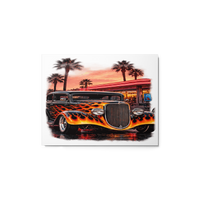 Neon Diner Flame Coupe Glossy Metal Print product mockup 2