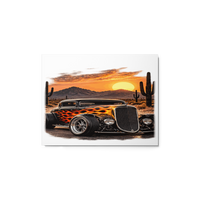 Desert Sunset Flame Coupe Glossy Metal Print product mockup 2
