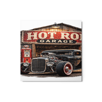 Hot Rod Garage Blown Coupe Glossy Metal Print product mockup 3