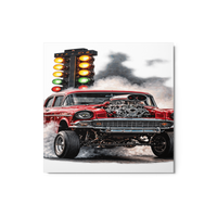 Red Gasser Launch Glossy Metal Print product mockup 3