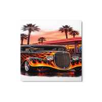 Neon Diner Flame Coupe Glossy Metal Print product mockup 3