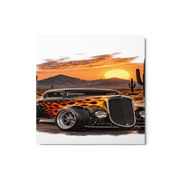 Desert Sunset Flame Coupe Glossy Metal Print product mockup 3