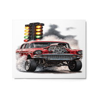 Red Gasser Launch Glossy Metal Print product mockup 4