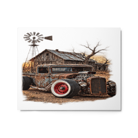 Rust and Thunder Rat Rod Pickup Glossy Metal Print product mockup 4