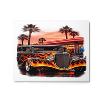 Neon Diner Flame Coupe Glossy Metal Print product mockup 4