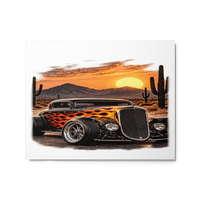 Desert Sunset Flame Coupe Glossy Metal Print product mockup 4
