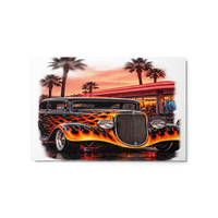 Neon Diner Flame Coupe Glossy Metal Print product mockup 5