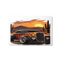 Desert Sunset Flame Coupe Glossy Metal Print product mockup 5