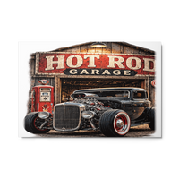Hot Rod Garage Blown Coupe Glossy Metal Print product mockup 6
