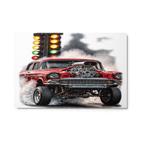 Red Gasser Launch Glossy Metal Print product mockup 6