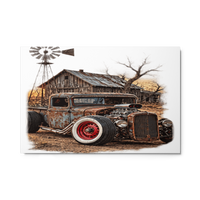 Rust and Thunder Rat Rod Pickup Glossy Metal Print product mockup 6