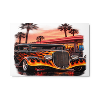 Neon Diner Flame Coupe Glossy Metal Print product mockup 6