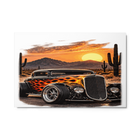 Desert Sunset Flame Coupe Glossy Metal Print product mockup 6