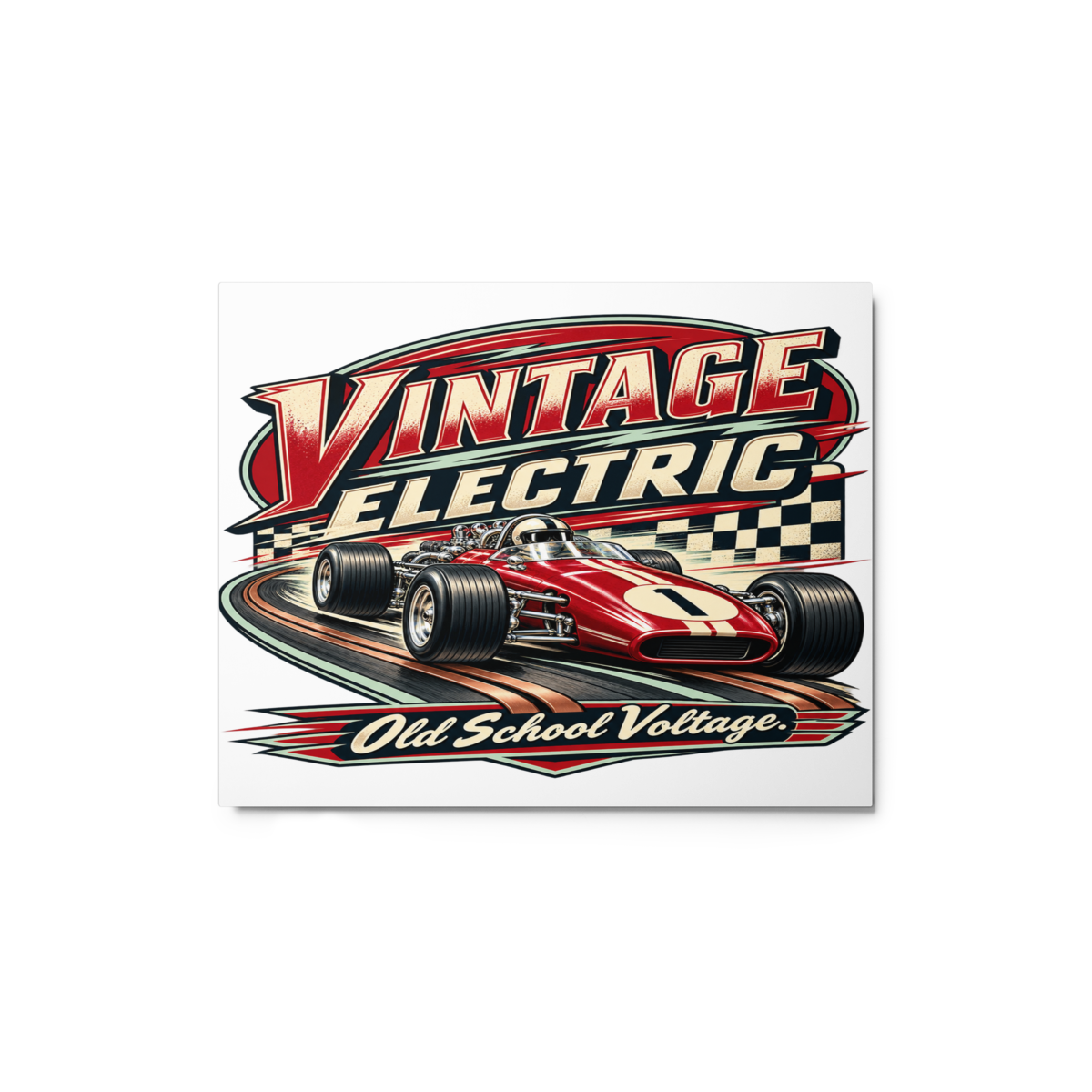 Vintage Electric Glossy Metal Print product mockup
